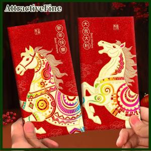 AttractiveFine 6 chiếc 2026 ngựa Trung Quốc năm phong bì đỏ sáng tạo Lễ Hội Mùa Xuân gói đỏ túi tiền may mắn truyền thống quà tặng năm mới