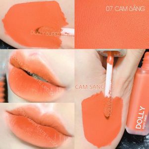 Son kem lì màu <CAM SÁNG> Dolly super matte son kem lì không chì bền màu lâu trôi mua 2 cây tặng 1 hộp đựng cao cấp