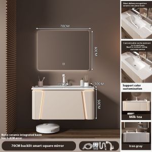 Inligent Bathroom Cabinet Ceramic Integrated Basin Mirror Cabinet Rounded Corner Toilet Cabinet