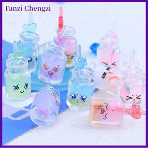 Fanzi 2Pcs Mini Luminous Resin Juice Cup Glow in The Dark Miniature Ornament Tiny Drink For DIY Garden Dollhouse