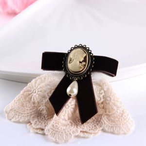 SH Delicate Gifts Lady Women Ribbon Velvet Party Pearl Girls Brooch Cameo Elegant Lace Brooch