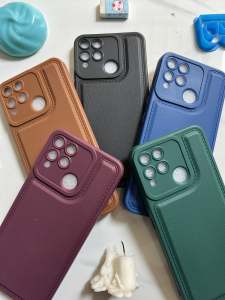 Case Leather Kulit 5 Warna Oppo A38 A18 A55 A16 A74 Reno 7 8 8T 10 Pro Plus Pro+ 5G 4G Casing Bantal Puff Pelindung Kamera Softcase Lentur