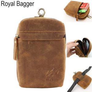 Royal Bagger Waist Packs For Men Genuine Cow Leather Crazy Horse Leather Vintage Casual Outdoor Street Fashion Phone Bags Mini Pouch Business