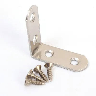 50PCS L Bracket Corner Brace Corner Brackets Joint Bracket Fastener Thicken Stainless Steel Metal Corner Bracket Small Right Angle Bracket for Wood Furniture Chair Drawer Cabinet with Screws