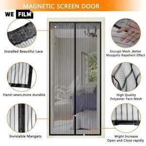 Magnetic Mosquito Net Door Sliding Door Screen with Magic Tape Magnetic Mesh Suitable for Door Insect-proof