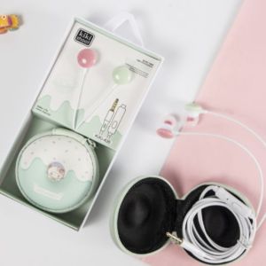 [KIKI-435] Earphone DONAT SANRI0 Headset Karakter SAN RIO Bentuk DONUT / Wadah Earphone Kabel Bulat