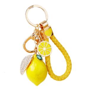 Stylish Lemon Shaped Keychain Sturdy Metal Construction 4 Rope Options Lightweight 40g For Convenience