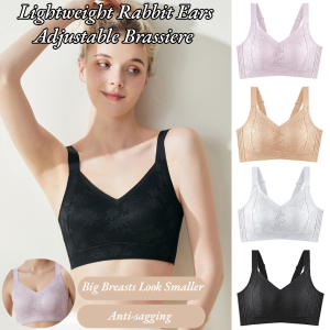 Lightweight Rabbit Ears Adjustable Brassiere Anti-sagging Full Cup Bra Wireless Bras Big Breasts Look Smaller