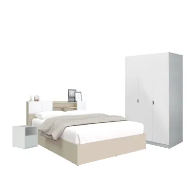 Koncept Furniture ชุดห้องนอน ขนาด 5 ฟุต รุ่น Hollyn & Preem 120 ซม. สีขาว