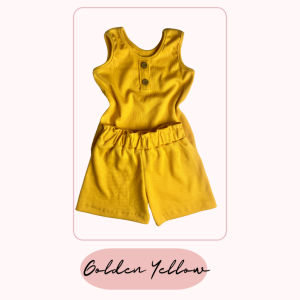 Jolly Dolly Kaela Set - Girls Button Tank tops Sando & Culottes Shorts Terno (0-5Y) | Soft Comfy Breathable Premium Cotton Ribbed Knit Coords for Infants Toddler Kids | Stylish Lightweight Outfit for Play Lounge or Casual Wear Korean Fashion Coordinates