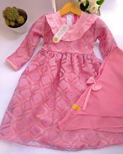 LABELLA GAMIS ANAK PEREMPUAN 2-3 TH DRESS ORGANZA FURING KATUN JEPANG SET JILBAB BAJU MUSLIM CASUAL