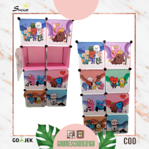 LEMARI PLASTIC 2X4 - BANYAK MOTIF/ Lemari Pakaian 8 SUSUN PINTU / Karakter/ Lemari pakaian anak/ Lemari Baju Multifungsi dengan Tempat Gantungan Baju dan Penutup Debu GOODIESCORNER168