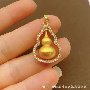 AE Gold-plated brass fashion pendant with diamonds gourd-shaped womens niche design rotating pendant direct sale from manufacturer