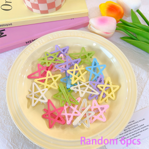 กิ๊ฟหนีบผมผู้หญิงหญิงสาวสีทึบ Y2K รูปนางฟ้ากิ๊บติดผมหน้าม้า2/6/12ชิ้นอุปกรณ์กิ๊บติตผมปากเป็ดดาวห้าแฉกน่ารัก