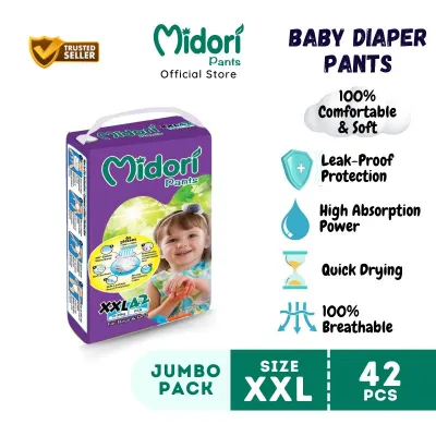 Midori Disposable Baby Diaper Pants (S66/M60/L52/XL48/XXL42)
