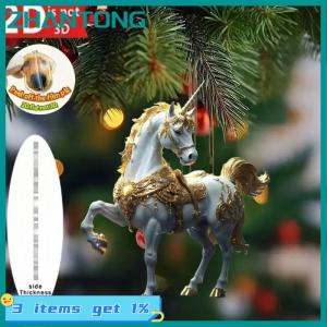 ZHANTONG 2D Acrylic Horse Car Rearview Mirror Pendant Charm Christmas Tree Backpack Hanging Ornament Party New Year Decoration Hanging