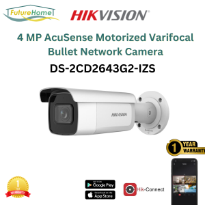 SG LOCAL Hikvision DS-2CD2643G2-IZS 4 MP AcuSense Motorized Varifocal Bullet Network Camera Futurehome Solution