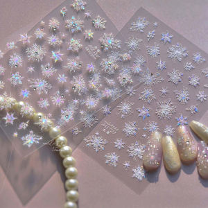 EXCES 5D สีบรอนซ์เพชร สติกเกอร์เล็บเกล็ดหิมะคริสต์มาส โคมไฟรูปเปลือกหอย อุปกรณ์เสริมเล็บ ตกแต่งเล็บคริสต์มาส น่ารักมากๆ กวางเอลก์ รูปลอกเล็บเพชรคริสต์มาส ฤดูหนาวในฤดูหนาว