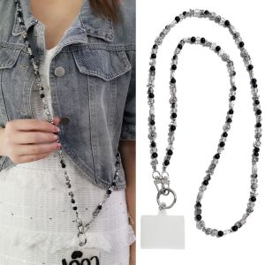 XUANY รักหัวใจ โซ่ร้อยลูกปัดสำหรับโทรศัพท์คาดตัว ห่วงโซ่กระเป๋า ป้องกันการสูญเสีย สายคล้องคอโทรศัพท์ สร้างขึ้นอย่างประณีต สากลสากลสากล สายคล้องโทรศัพท์มือถือ ที่ห้อยโทรศัพท์มือถือ