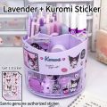 Cute Rotating Pen Holder Storage Box Desk Organizer & Kawaii Sanrio Cinnamoroll Stickers Cute Stationery Storage Girls. 