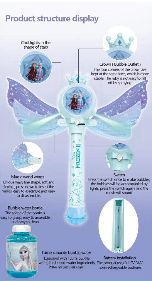 Bubble magic wand vibrato net red Frozen electric sound and light music  automatically out of bubble toys | Lazada Singapore