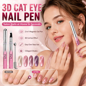 Nude Nail Polish Pen 2-in-1 Cat Eye Nail Art Pen Icy Clear Translucent Manicure Pencil Magnetic Bead 3D Shimmer Effect Portable Nail Color Beauty Accessory Nail Styling