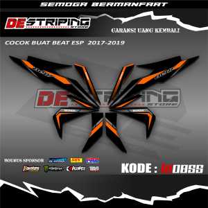 Striping Stiker Aksesoris Variasi Motor Beat Street Esp 2016-2019 Motif Desain Baru Satu Set Kanan Kiri LA0855