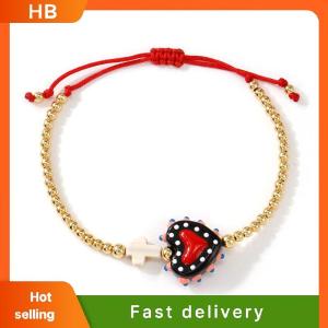 HB Women Bohemian Beaded Bracelet Colorful Heart & Star Charms Adjustable Chain Perfect For Daily Wear Vacation And Holiday Gift