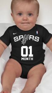 Baby Monthly Onesies - Basketball Jersey San-AntonioSpurs JAIN
