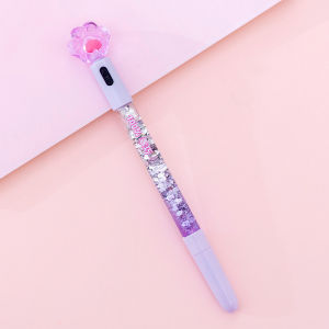 Galaxy Bút Bi Gel Có Đèn Phát Sáng Hình Dấu Chân Mèo 0.38mm