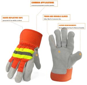 ถุงมือเชื่อมหนังวัวป้องกันสึกหรอ พร้อมแถบสะท้อนแสง ทนทาน สำหรับงานเชื่อม/งานบ้าน