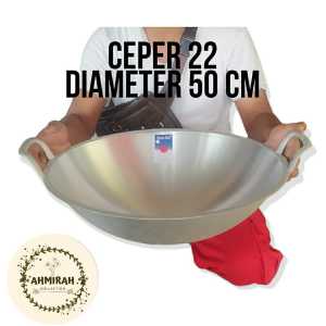 Wajan Cekung Ceper Penggorengan Jumbo ukuran no 26 diameter 65cm Anti Lengket Kuat Bahan Alumunium Besar Muat Banyak