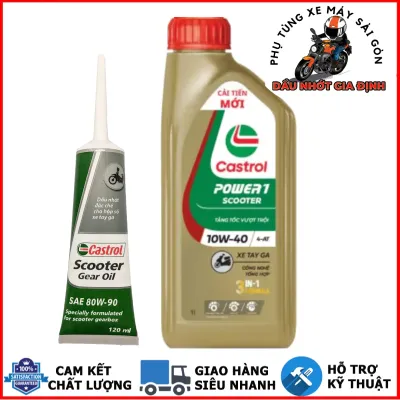 Nhớt xe ga Castrol Power 1 Scooter 10W40 mẫu mới chính hãng [Mua 5 tặng 1 phểu]