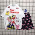 Set Đồ Bộ In Hình Chú Báo Hồng- the pink panther cartoon 3D Cute DB45-Lapi VN Áo+ Quần Đùi Vải Thun Cotton Thoáng Mát. 