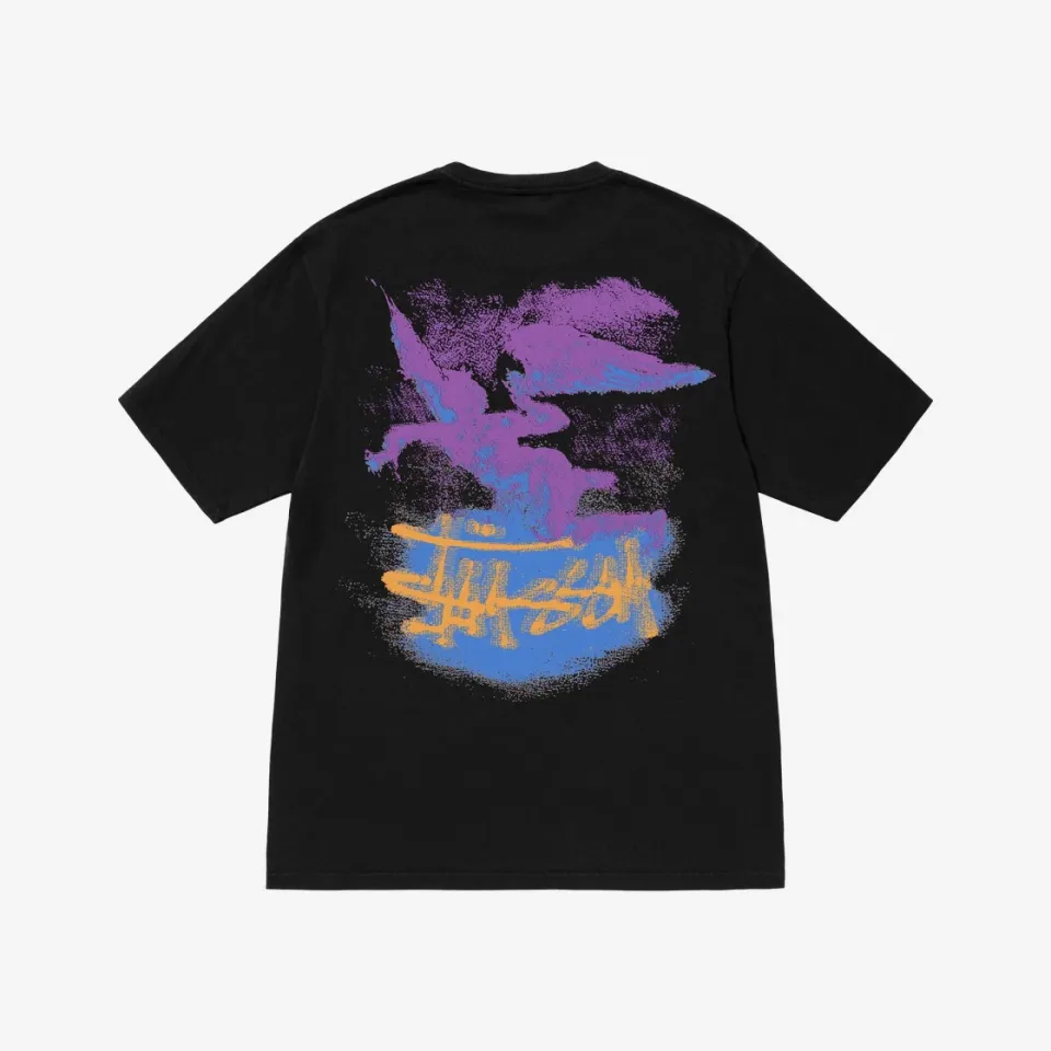 official Authentic Stussy Fallen Angel Pigment Dyed T-Shirt Black