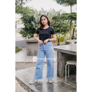 Celana Kulot Jeans Rawis Wanita Tebal Premium