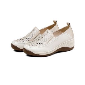 Phụ Nữ Của Closed-Toe Giày đế xuồng Mùa Hè Mới Hàn Quốc Giản Dị Đáy giày mềm thoải mái Hollow da mềm Sneakers Phụ Nữ