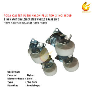 4 pcs Roda Caster Hidup Plus Rem 50mm 2 Inci Kaki Roda Etalase Troli