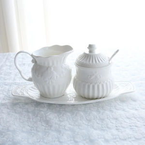 R Baroque British Royal Family Milk Jugs Rococo Art Relief Bone Coffeeware Sugar Bowl Jar Creamer Pitcher Coffee Tools