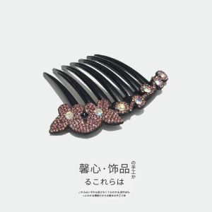 Sirkam Sanggul Rambut Pesta 10.5cm Impor dengan Aksesoris Permata Warna Hitam 7 Taring Diamonds Hair Comb