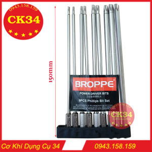 Bộ 9 hoa thị có lỗ lục giác bông cho máy khoan máy bắn vít hãng BROPPE