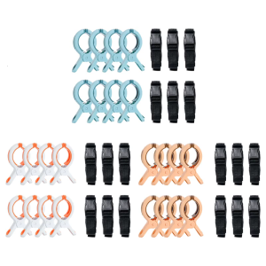 แพ็คคู่8ชิ้นกันลมไม่เคยลื่นที่หนีบแข็งแรงพร้อมสายรัด6เส้นสำหรับการรักษาความปลอดภัยผ้าปูผ้าห่มเครื่องนอนในระหว่างการอบแห้งกลางแจ้ง