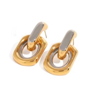 Womens Geometric Dangle Drop Earrings in Silver and Gold Multi Layer Round Designs for a Chic Fashion Statement