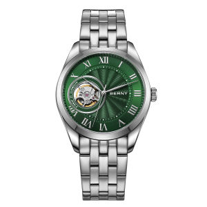 BERNY Top Automatic Luxury Men Watch NH38 Visible Window Business Casual 5ATM Stainless Steel Sapphire Mechanical Watch for Men
