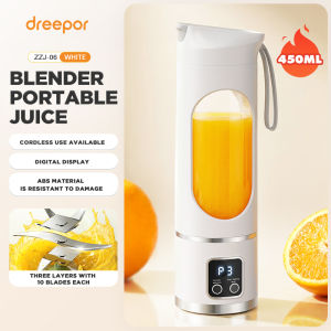 Dreepor Portable Electric Fruit Juicer Rechargeable Cup Food Mixer 450ml Cup