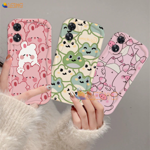 (Lokal Ready) Casesummer Casing hp OPPO A17 A17k A12 A16 A16s A54s A16k A16e A5s A7 A11K A1K A57 4G A58 A78 A77S A53 2020 A3s A12e A33 A31 A52 A92 A54 Reno 8T 4G Reno 5F Lucu Pasangan Kesing Kartun Babi Kelinci Frog 3D Wavy Curved Edge Case