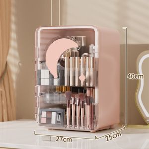 CANICE ชั้นเก็บของแบบเป็นชั้น กล่องเก็บเครื่องสำอาง จุได้มาก โปร่งใสและมองเห็นได้ ที่จัดเก็บเครื่องสำอาง กันน้ำกันน้ำได้ ที่จัดเก็บเครื่องประดับแต่งหน้า