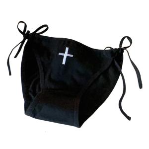 Womens Cotton Panties Crosses Pattern Briefs Side Tie String Underpants Anime Cosplay Nurse Lingerie Underwear