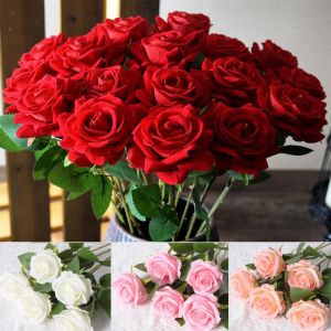 COOLSOOL 5pcs 10 màu sắc Hoa hồng giả Đồ dùng lễ hội Trang trí tiệc tự làm Hoa giả Chất lượng cao Hoa hồng lụa cổ điển Trang trí nhà cửa