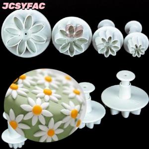JCSYFAC 4x khuôn bánh ngọt Kẹo mềm trang trí Sugarcraft khuôn bánh quy Máy cắt hoa cúc